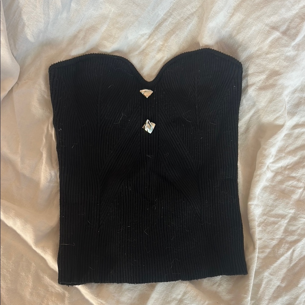 Black Strapless knit Top